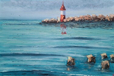 Painting titled "Lighthouse №2" by Elena Petrova, Original Artwork, Oil