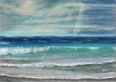 Desenho intitulada "Sea №7(Pastel)" por Elena Petrova, Obras de arte originais, Pastel