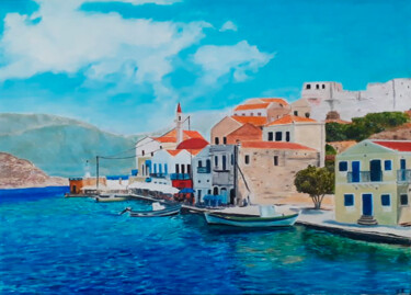 Peinture intitulée "Greek islands" par Elena Petrova, Œuvre d'art originale, Huile