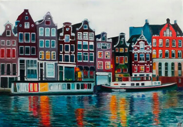 Pintura intitulada "Amsterdam" por Elena Petrova, Obras de arte originais, Óleo