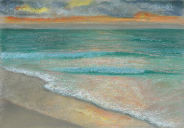 Drawing titled "Sea №9(Pastel)" by Elena Petrova, Original Artwork, Pastel