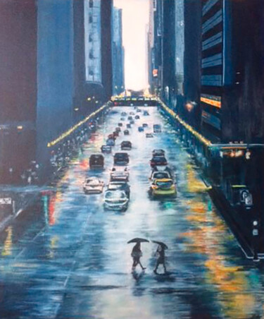 Painting titled "New York City" by Elena Petrova, Original Artwork, Oil