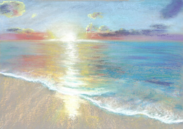 Dessin intitulée "Sea №2(Pastel)" par Elena Petrova, Œuvre d'art originale, Pastel