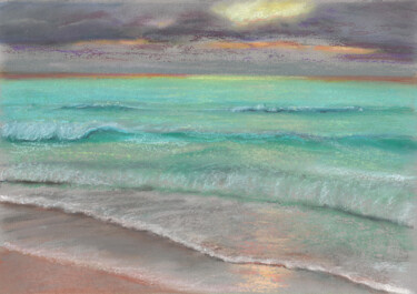 Dessin intitulée "Sea №8(Pastel)" par Elena Petrova, Œuvre d'art originale, Pastel