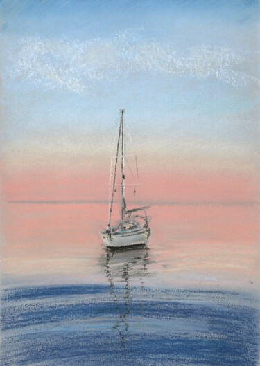 Dessin intitulée "Sea №13(Pastel)" par Elena Petrova, Œuvre d'art originale, Pastel