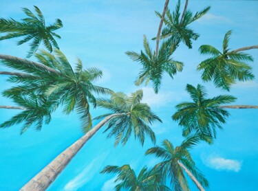 Pittura intitolato "Palm trees №4" da Elena Petrova, Opera d'arte originale, Olio