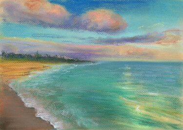 Drawing titled "Sea №24(Pastel)" by Elena Petrova, Original Artwork, Pastel