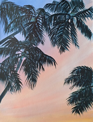 Painting titled "Palm trees №6" by Elena Petrova, Original Artwork, Oil