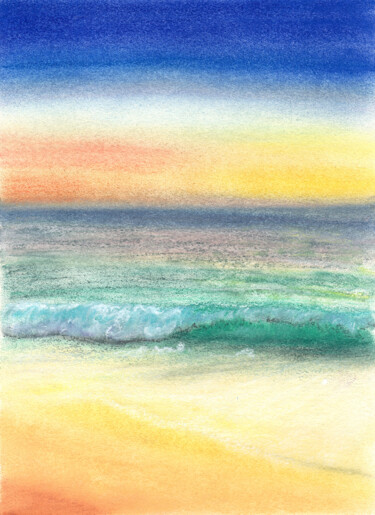 Dessin intitulée "Sea №28(Pastel)" par Elena Petrova, Œuvre d'art originale, Pastel