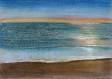 Dessin intitulée "Sea №32(Pastel)" par Elena Petrova, Œuvre d'art originale, Pastel