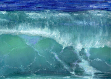 Painting titled "Sea. Wave №3" by Elena Petrova, Original Artwork, Oil