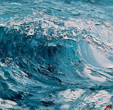 Painting titled "Aegean wave №2" by Elena Petrova, Original Artwork, Oil