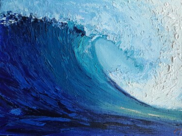 Malerei mit dem Titel "Navy wave №5" von Elena Petrova, Original-Kunstwerk, Öl