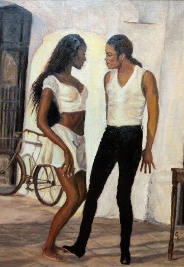 Pittura intitolato "Michael Jackson dan…" da Elena Petrova, Opera d'arte originale, Olio Montato su Telaio per barella in le…