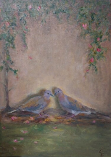Malarstwo zatytułowany „Tenderness” autorstwa Elena Petrova, Oryginalna praca, Olej Zamontowany na Drewniana rama noszy