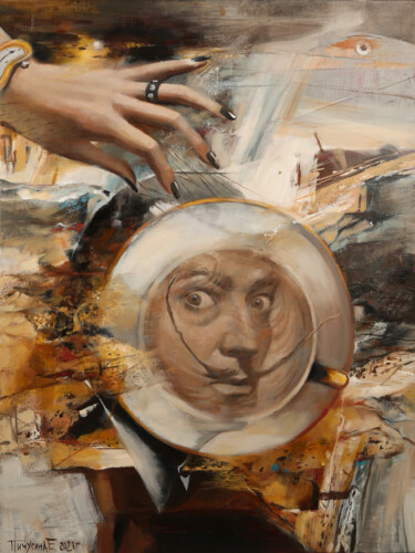 Malarstwo zatytułowany „Кофе с Дали.” autorstwa Elena Pichugina, Oryginalna praca, Olej