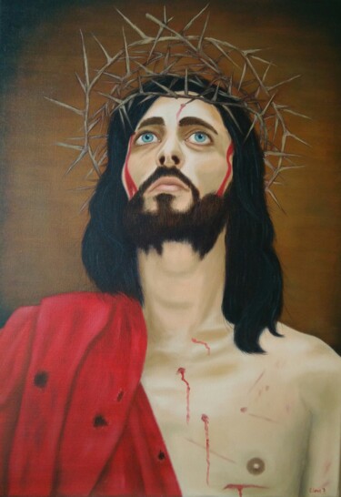 Painting titled "Jesus" by Elena Pimenova, Original Artwork, Oil