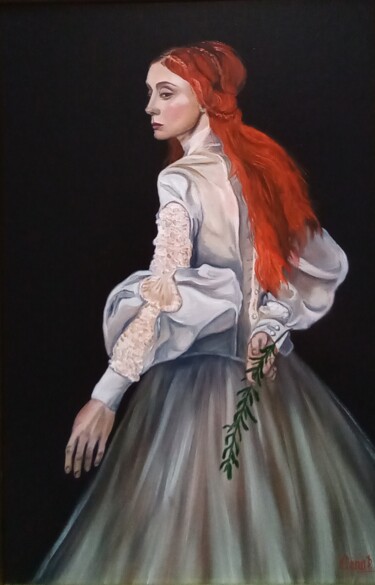 Pittura intitolato "Girl with an olive…" da Elena Pimenova, Opera d'arte originale, Olio