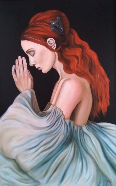 Painting titled "Praying Mary Magdal…" by Elena Pimenova, Original Artwork, Oil