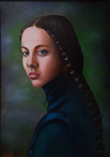 Painting titled "Portrait of a stran…" by Elena Pimenova, Original Artwork, Oil