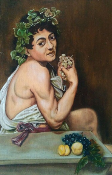 Painting titled "Sick Bacchus." by Elena Pimenova, Original Artwork, Oil
