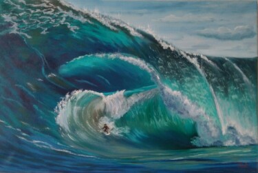 Malerei mit dem Titel "Under the wave" von Elena Pimenova, Original-Kunstwerk, Öl