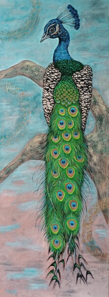 Pintura titulada "Peacock bird." por Elena Pimenova, Obra de arte original, Acrílico