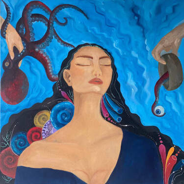 Картина под названием "Deep 3" - Elena Pitermann, Подлинное произведение искусства, Масло Установлен на Деревянная панель