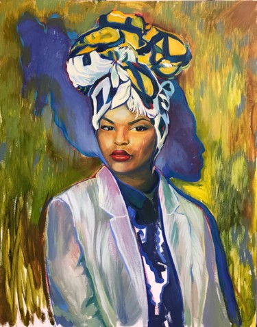 Painting titled "Woman in the turban" by Elena Podmarkowa, Original Artwork, Oil