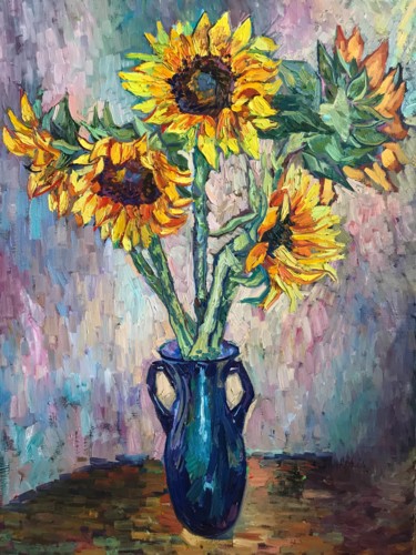 Peinture intitulée "Sunflowers" par Elena Podmarkowa, Œuvre d'art originale, Huile