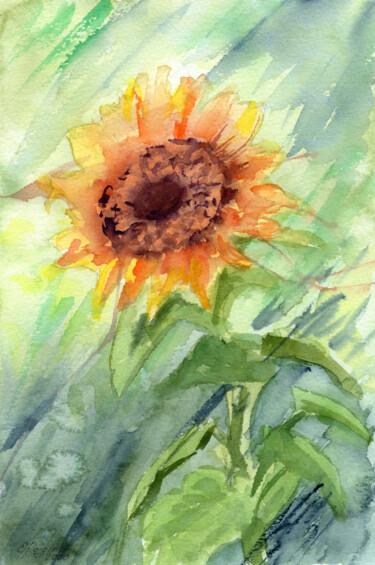 Peinture intitulée "Sunflower" par Elena Poigina, Œuvre d'art originale, Aquarelle