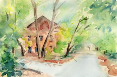 Painting titled "House from childhood" by Elena Poigina, Original Artwork, Watercolor