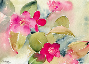 Painting titled "Apple blossom #2" by Elena Poigina, Original Artwork, Watercolor