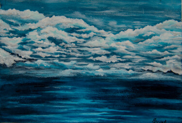 Pittura intitolato "Clouds under sea -…" da Elena Polak, Opera d'arte originale, Acrilico