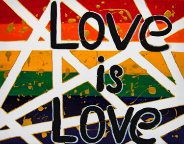 Love is love rainbow pride painting wall decor painting gift Painting titled "Love is love rainbo…" by Elena Polak, Original Art, Acrylic