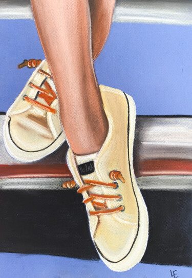 Рисунок под названием "Sneakers - small dr…" - Elena Polak, Подлинное произведение искусства, Пастель