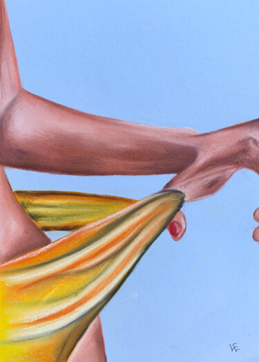 Dessin intitulée "Sexy painting  lady…" par Elena Polak, Œuvre d'art originale, Pastel