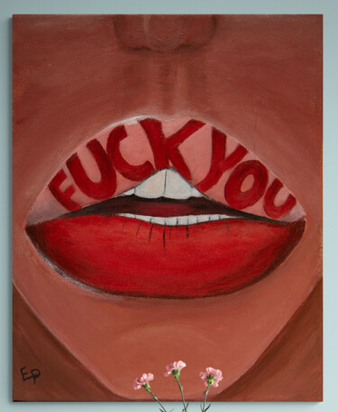Arts numériques intitulée "Red lips fuck you P…" par Elena Polak, Œuvre d'art originale, Travail numérique 2D