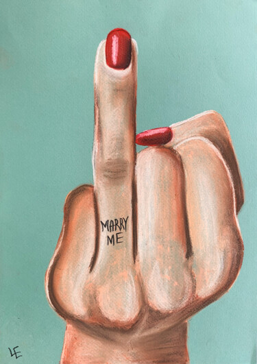 Desenho intitulada "Marry me - small dr…" por Elena Polak, Obras de arte originais, Pastel