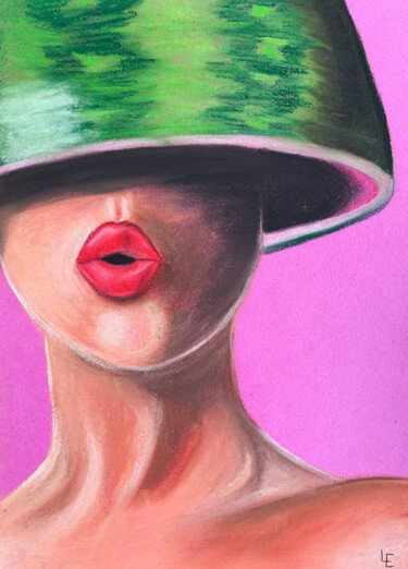 Dibujo titulada "Watermelon sexy red…" por Elena Polak, Obra de arte original, Pastel