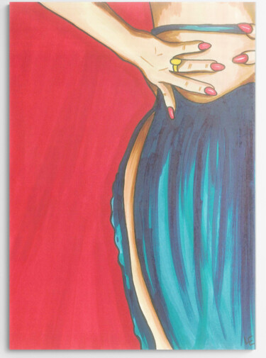 Digital Arts titled "Sexy lady in blue d…" by Elena Polak, Original Artwork, 2D Digital Work