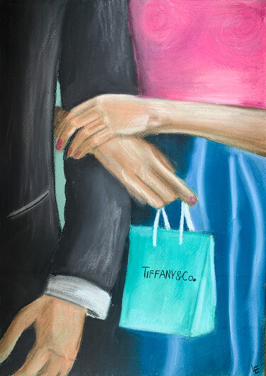 Dibujo titulada "Tiffany's Date - be…" por Elena Polak, Obra de arte original, Pastel