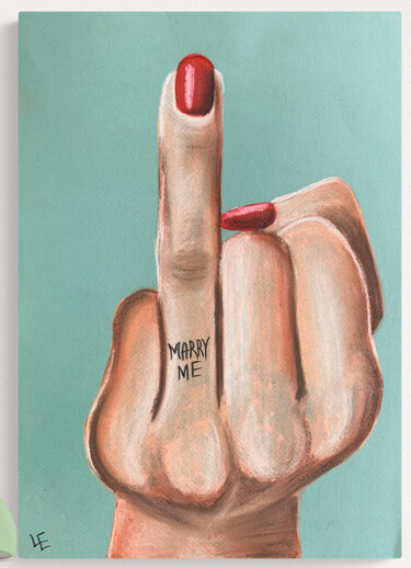 Druckgrafik mit dem Titel "Marry me sign print…" von Elena Polak, Original-Kunstwerk, Digitaldruck Auf Keilrahmen aus Holz m…