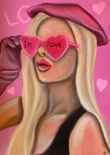 Dibujo titulada "In love - blonde gi…" por Elena Polak, Obra de arte original, Pastel