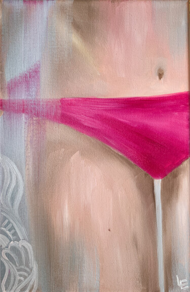 Painting titled "Naughty girl - sexy…" by Elena Polak, Original Artwork, Oil Mounted on Wood Stretcher frame