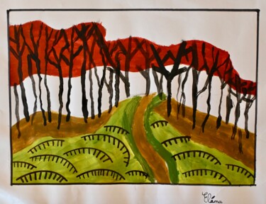 Pittura intitolato "Nature japonaise" da Eléna Rainaud, Opera d'arte originale, Acrilico