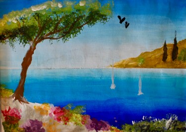 Pittura intitolato "Azur" da Eléna Rainaud, Opera d'arte originale, Acrilico