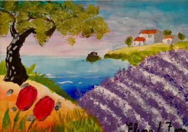 Peinture intitulée "Azur provençal" par Eléna Rainaud, Œuvre d'art originale, Acrylique