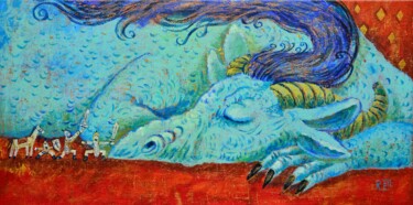 Картина под названием "Пусть весь мир подо…" - Елена Разина, Подлинное произведение искусства, Акрил Установлен на Деревянна…