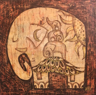 Pintura titulada "Сотворение мира" por Elena Razina, Obra de arte original, Acrílico Montado en Bastidor de camilla de madera